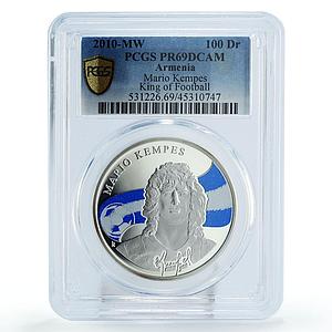 Armenia 100 dram Kings of Football Mario Kempes PR69 PCGS silver coin 2010