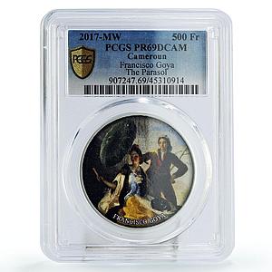 Cameroon 500 francs Francisco de Goya The Parasol Art PR69 PCGS silver coin 2017