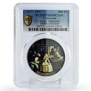 Cameroon 500 francs Diego Velazquez Honor Maids Art PR69 PCGS silver coin 2017