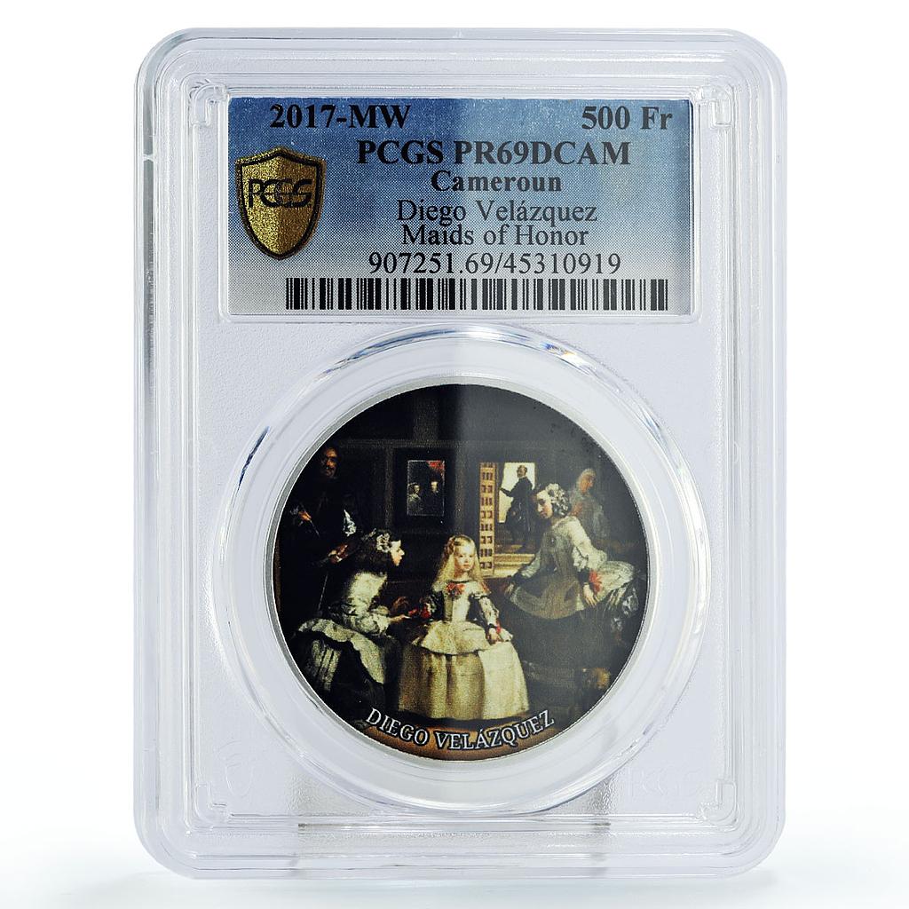 Cameroon 500 francs Diego Velazquez Honor Maids Art PR69 PCGS silver coin 2017