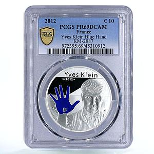 France 10 euro Painter Yves Klein Blue Hand Art PR69 PCGS silver coin 2012