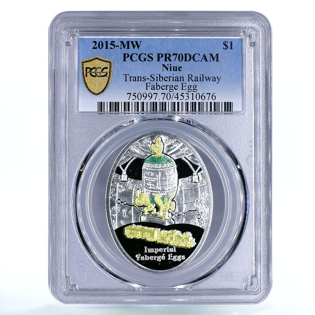 Niue 1 dollar Transib Imperial Faberge Egg Train Art PR70 PCGS silver coin 2015