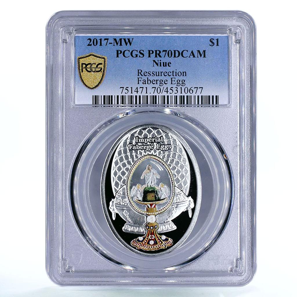 Niue 1 dollar Jesus Christ Resurrection Faberge Egg PR70 PCGS silver coin 2017
