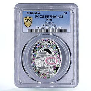 Niue 1 dollar Imperial Mosaic Faberge Egg Art PR70 PCGS silver coin 2018