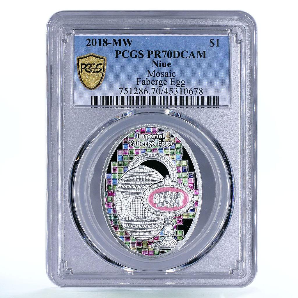 Niue 1 dollar Imperial Mosaic Faberge Egg Art PR70 PCGS silver coin 2018