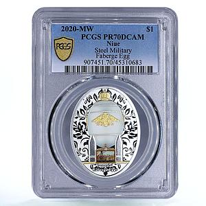 Niue 1 dollar Imperial Steel Military Faberge Egg Art PR70 PCGS silver coin 2020