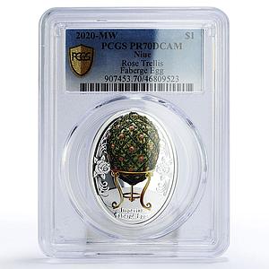 Niue 1 dollar Imperial Rose Faberge Egg Flowers Art PR70 PCGS silver coin 2020