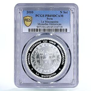 Peru 1 sol Historical Coins La Macuquina Moneda PR69 PCGS silver coin 2010