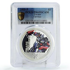 Tuvalu 1 dollar Transformers Robots Optimus Prime PR69 PCGS silver coin 2009