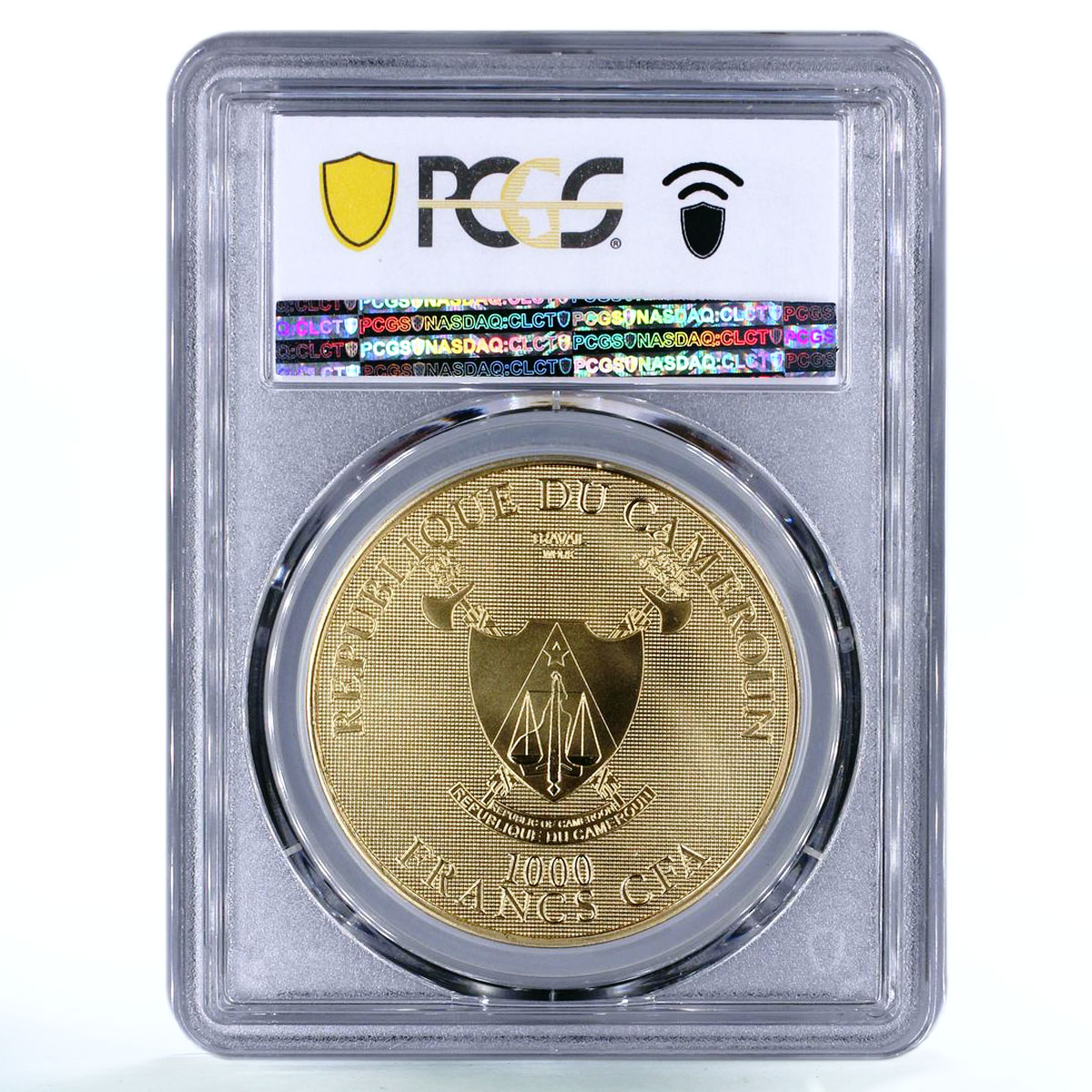 Cameroon 1000 francs Black Swan Bird Fauna MS70 PCGS gilded silver coin 2019