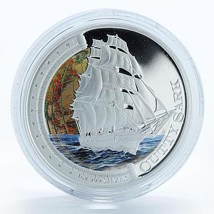 Tuvalu 1 dollar Cutty Sark Ship Clipper Seafaring colored proof silver coin 2012