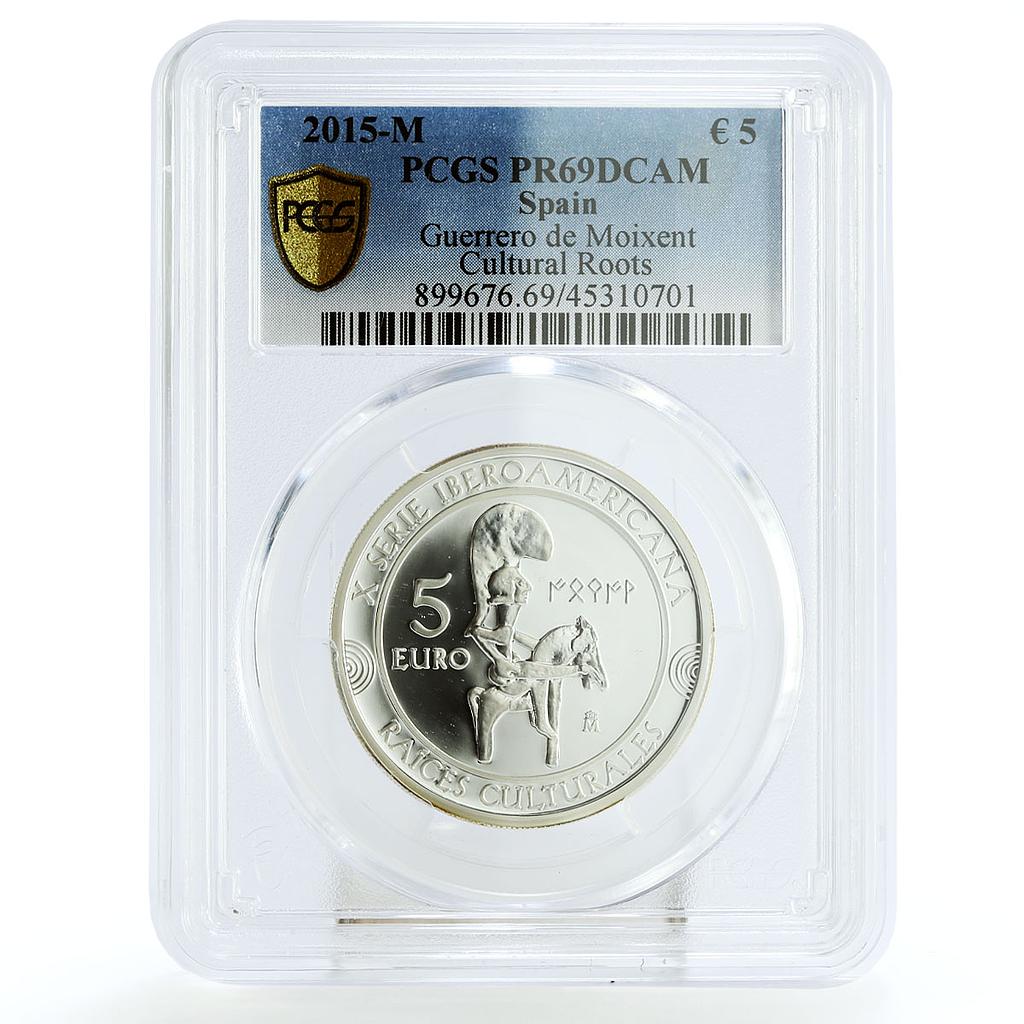 Spain 5 euro Cultural Roots Guerrero de Moixent Equestrian PR69 PCGS silver 2015