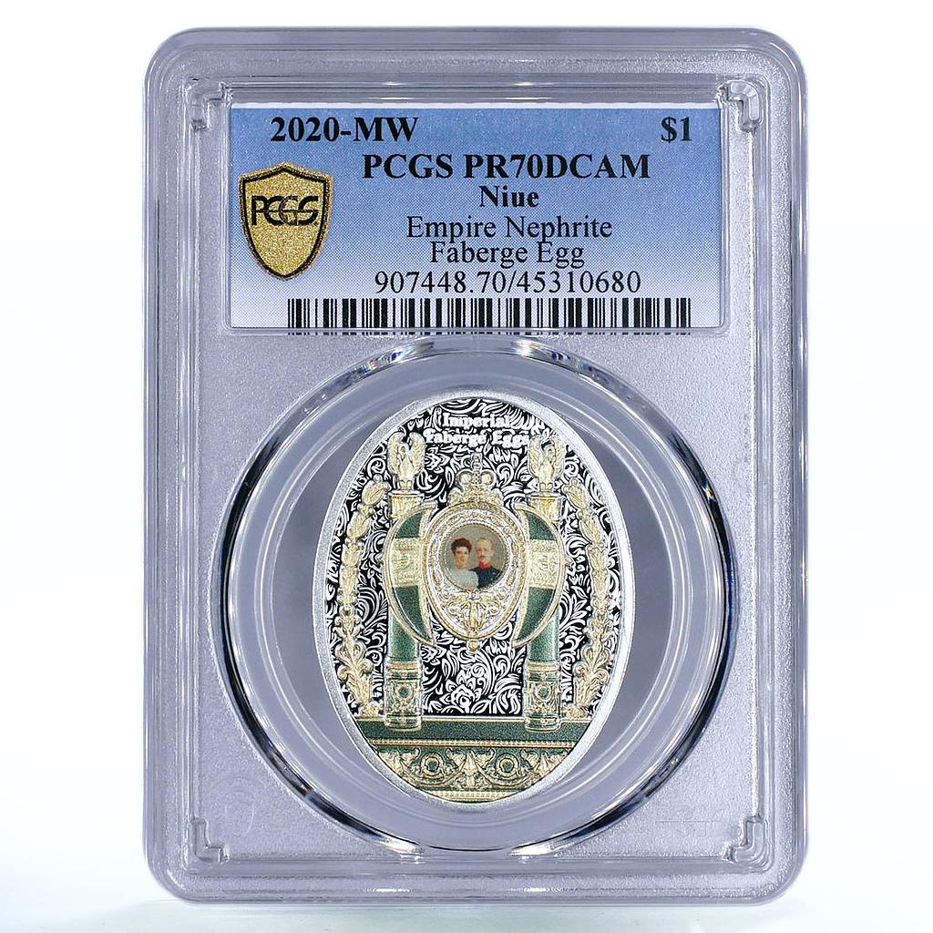 Niue 1 dollar Empire Nephrite Faberge Egg Royal Family PR70 PCGS Ag coin 2020