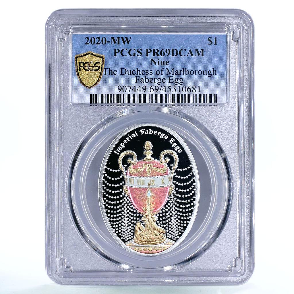 Niue 1 dollar Duchess of Marlborough Faberge Egg Art PR69 PCGS silver coin 2020