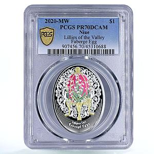 Niue 1 dollar Valley Lillies Faberge Egg Flowers Art PR70 PCGS silver coin 2020