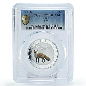 Niue 1 dollar Endangered Wildlife Fox Fauna Animals PR70 PCGS silver coin 2016