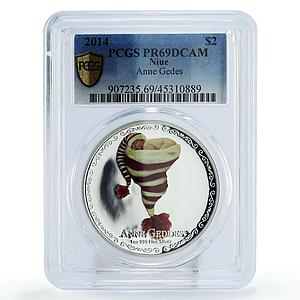 Niue 2 dollars Anne Geddes Art Baby Christmas Sock PR69 PCGS silver coin 2014