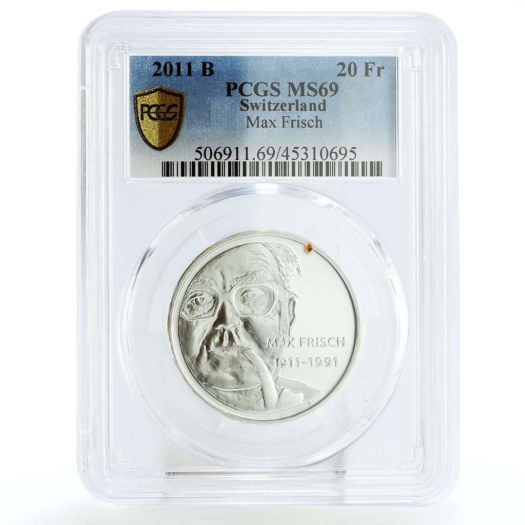 Switzerland 20 francs Writer Max Frisch Literature MS69 PCGS silver coin 2011