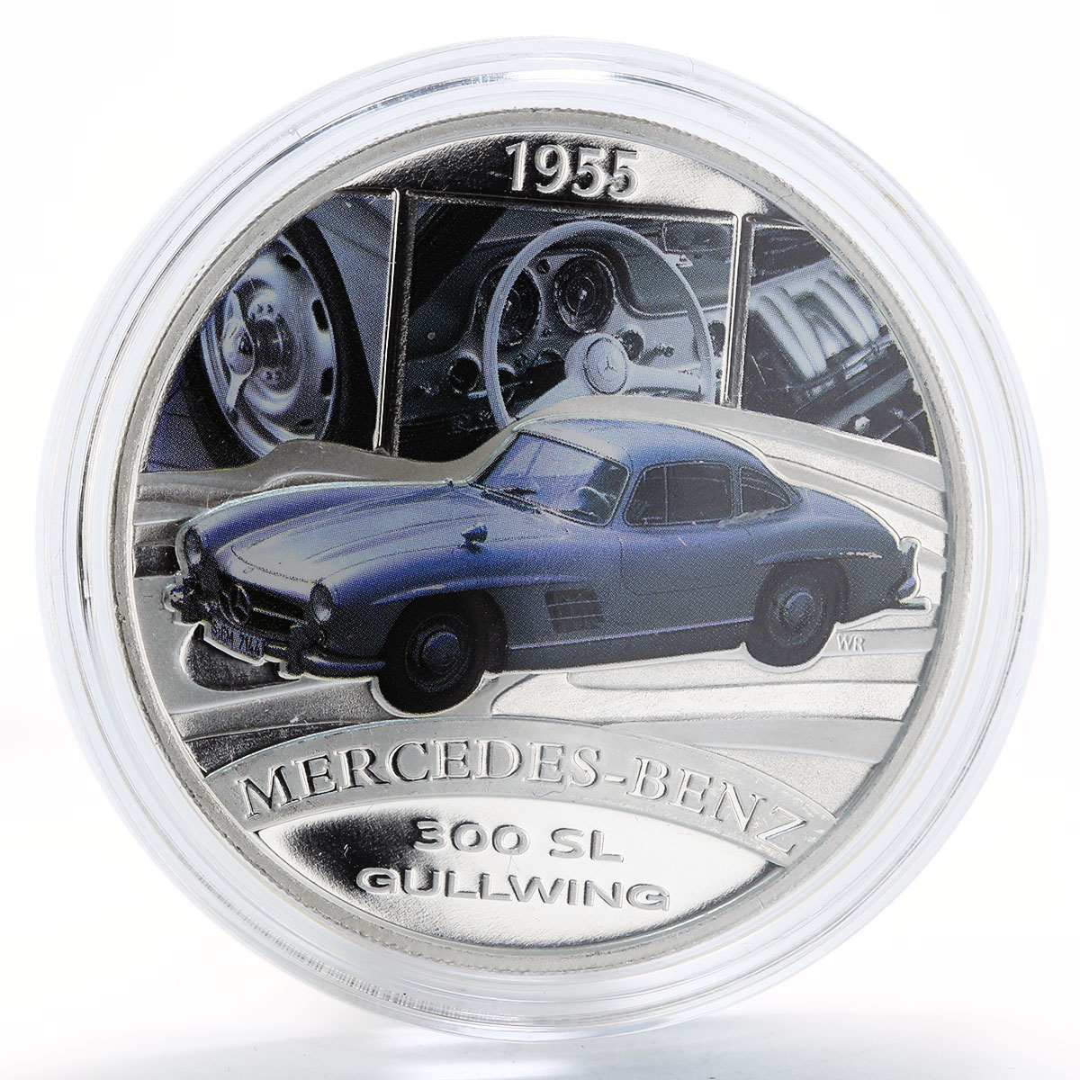 Tuvalu 1 dollar Classic Cars Mercedes-Benz 300SL Gullwing silver proof coin 2006