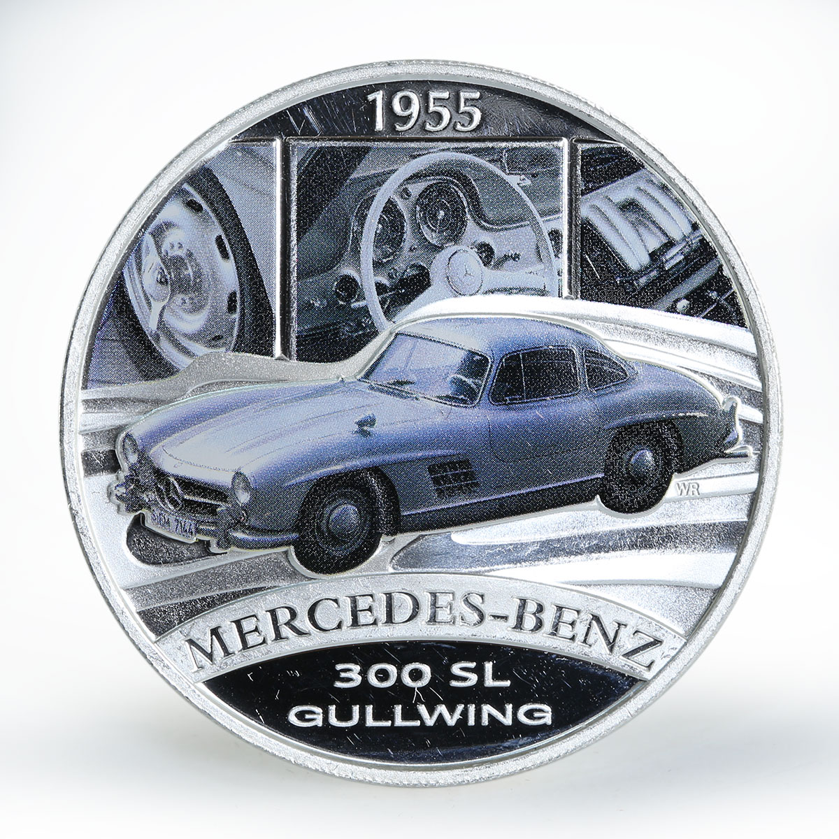 Tuvalu 1 dollar Classic Cars Mercedes-Benz 300SL Gullwing silver proof coin 2006