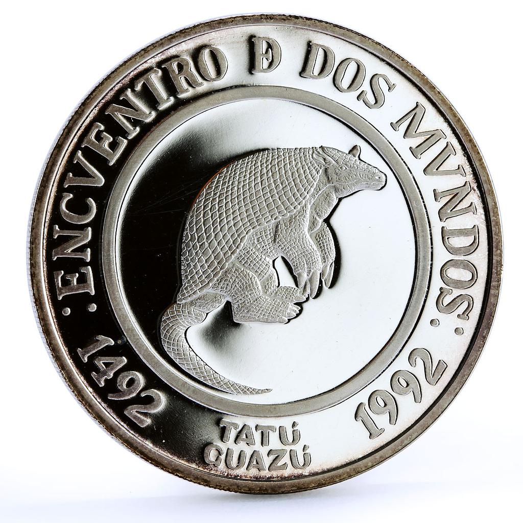 Argentina 25 pesos Ibero America Giant Armadillo Fauna Animals silver coin 1994