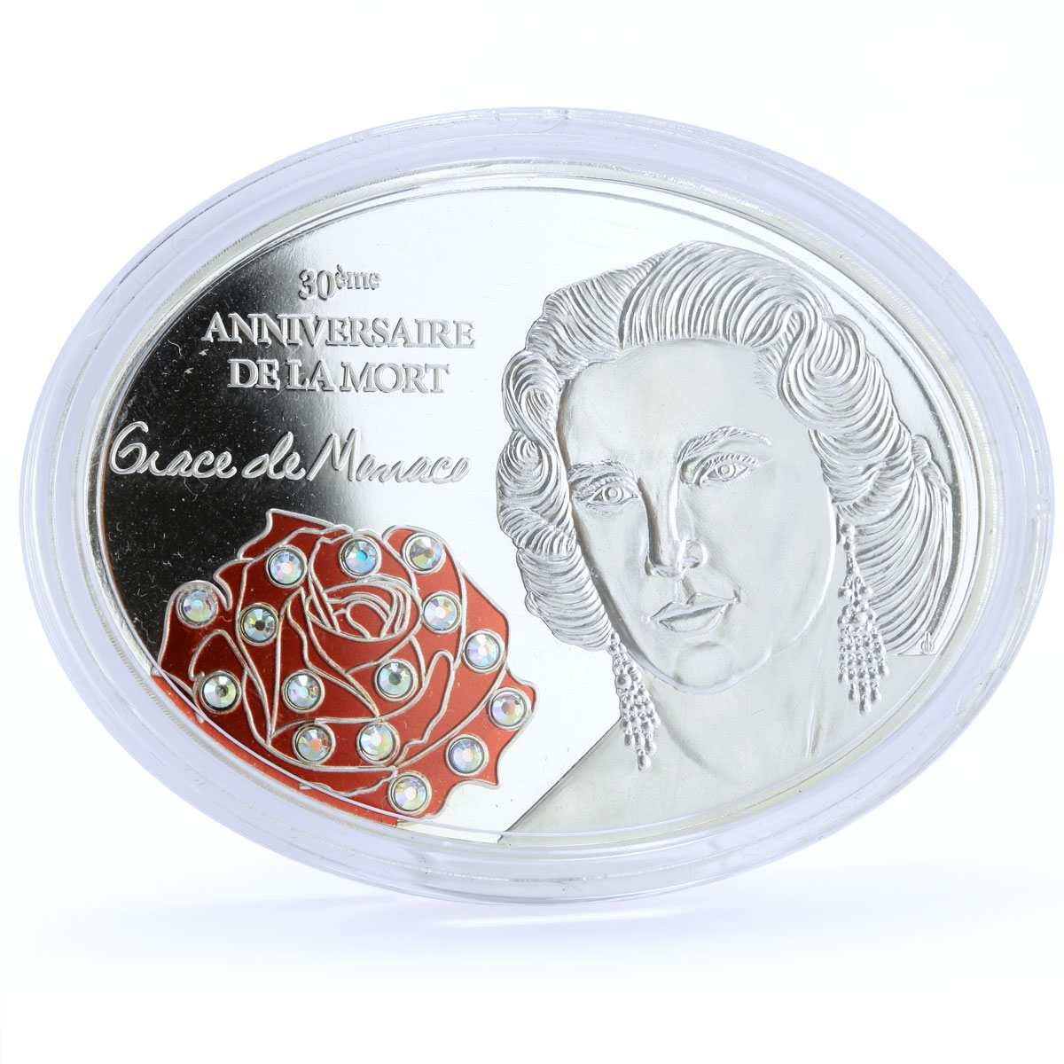 Fiji 10 dollars Monaco Princess Grace Kelly Red Rose Flower silver coin 2012