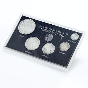 Mexico set of 5 coins Libertad Angel of Independence Freedom silver coins 1993