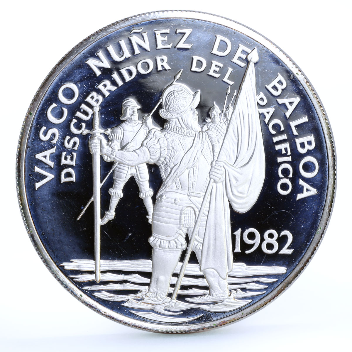 Panama 20 balboas Conquistador Vasco Nunez de Balboa proof silver coin 1982