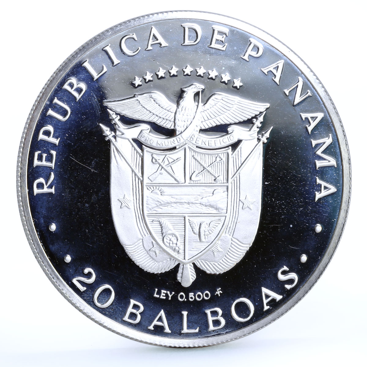 Panama 20 balboas Conquistador Vasco Nunez de Balboa proof silver coin 1982