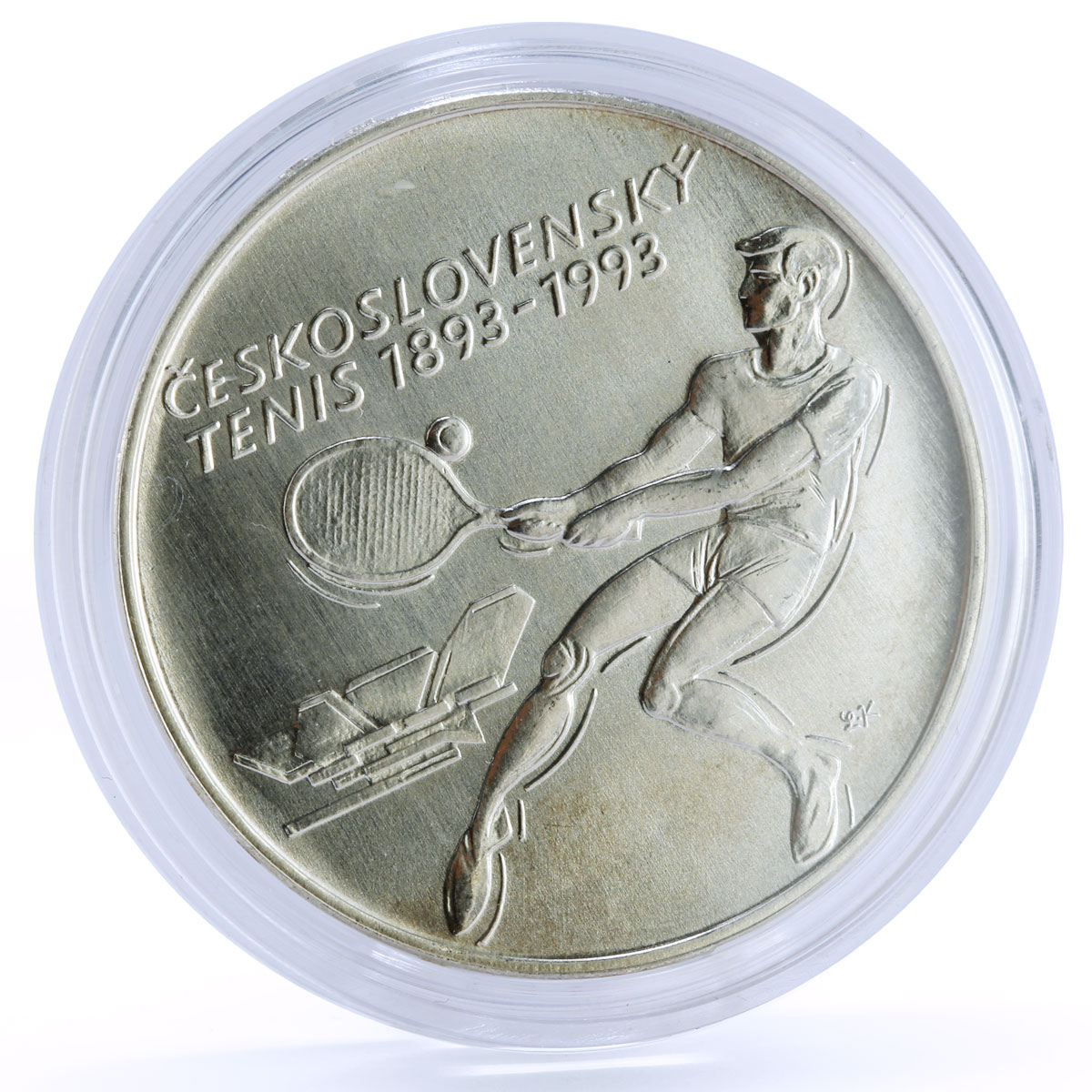 Czechoslovakia 500 korun Centennial of Czech Tennis Sports silver coin 1993