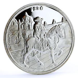 Peru 1 sol Ibero America Horseman Horse Fauna Animals proof silver coin 2000