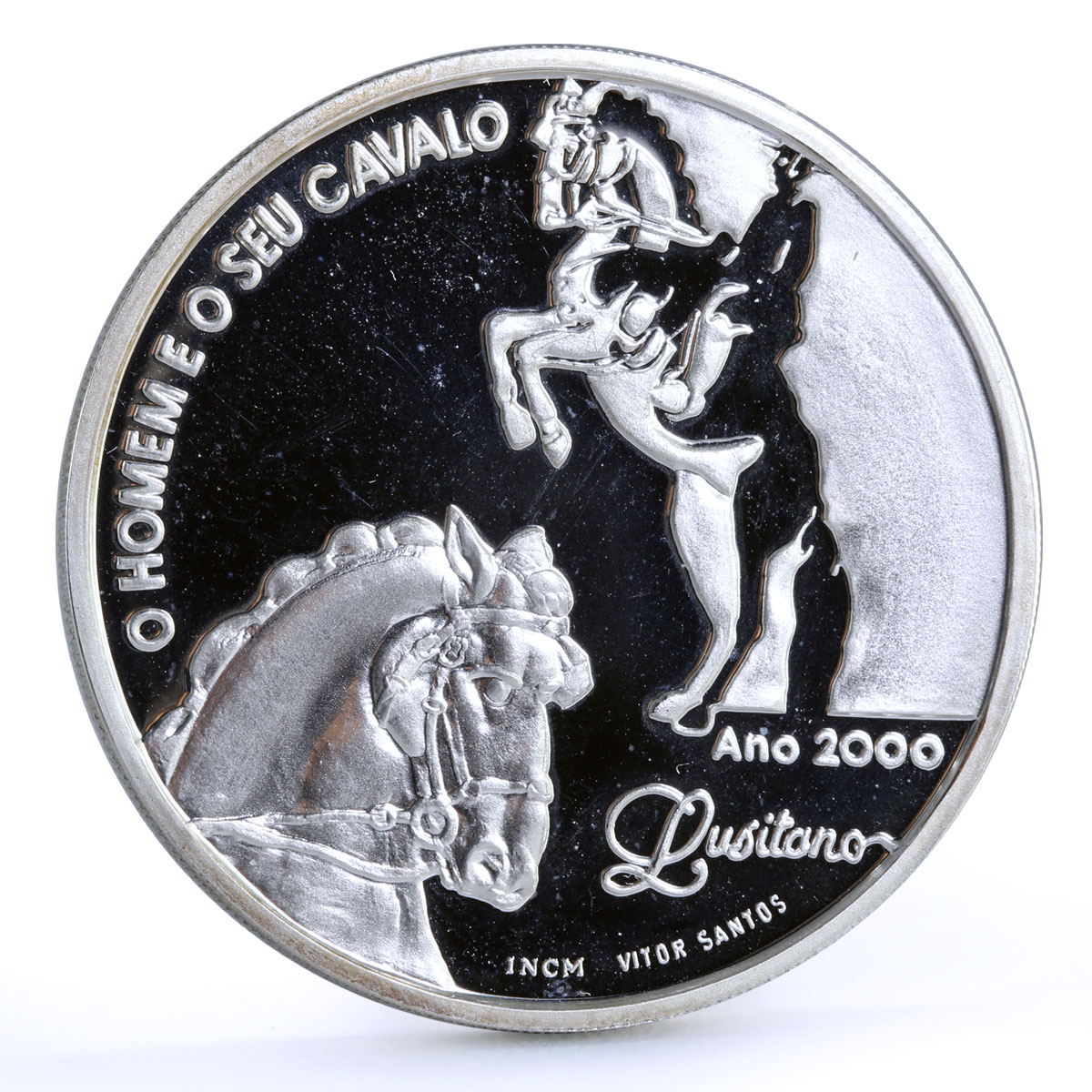 Portugal 1000 escudos Cavalo Lusitano Horseman Horse proof silver coin 2000