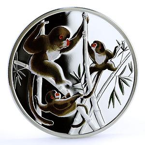 Tokelau 2 dollars Year of the Monkey Bamboo Forest colored silver coin 2016