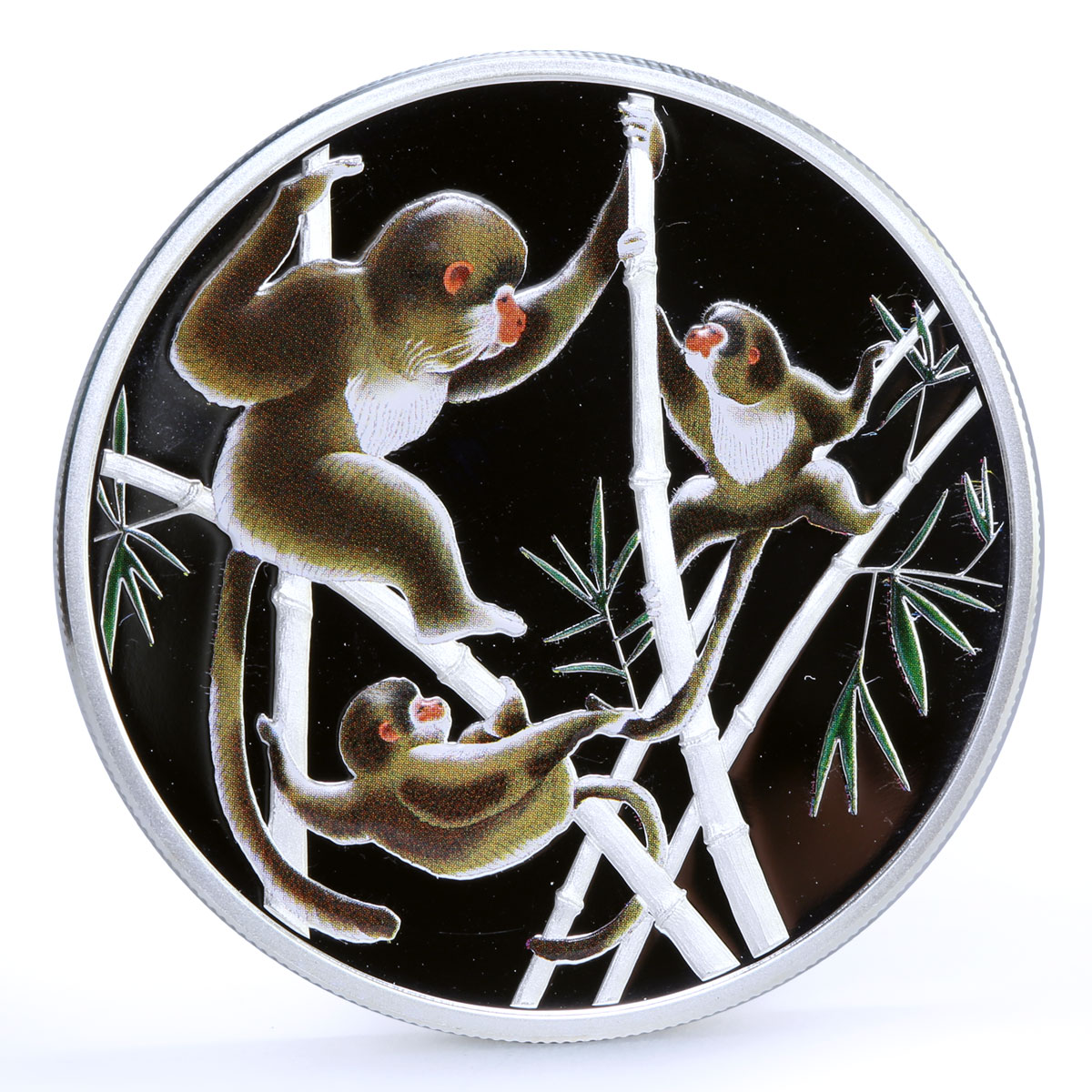Tokelau 2 dollars Year of the Monkey Bamboo Forest colored silver coin 2016
