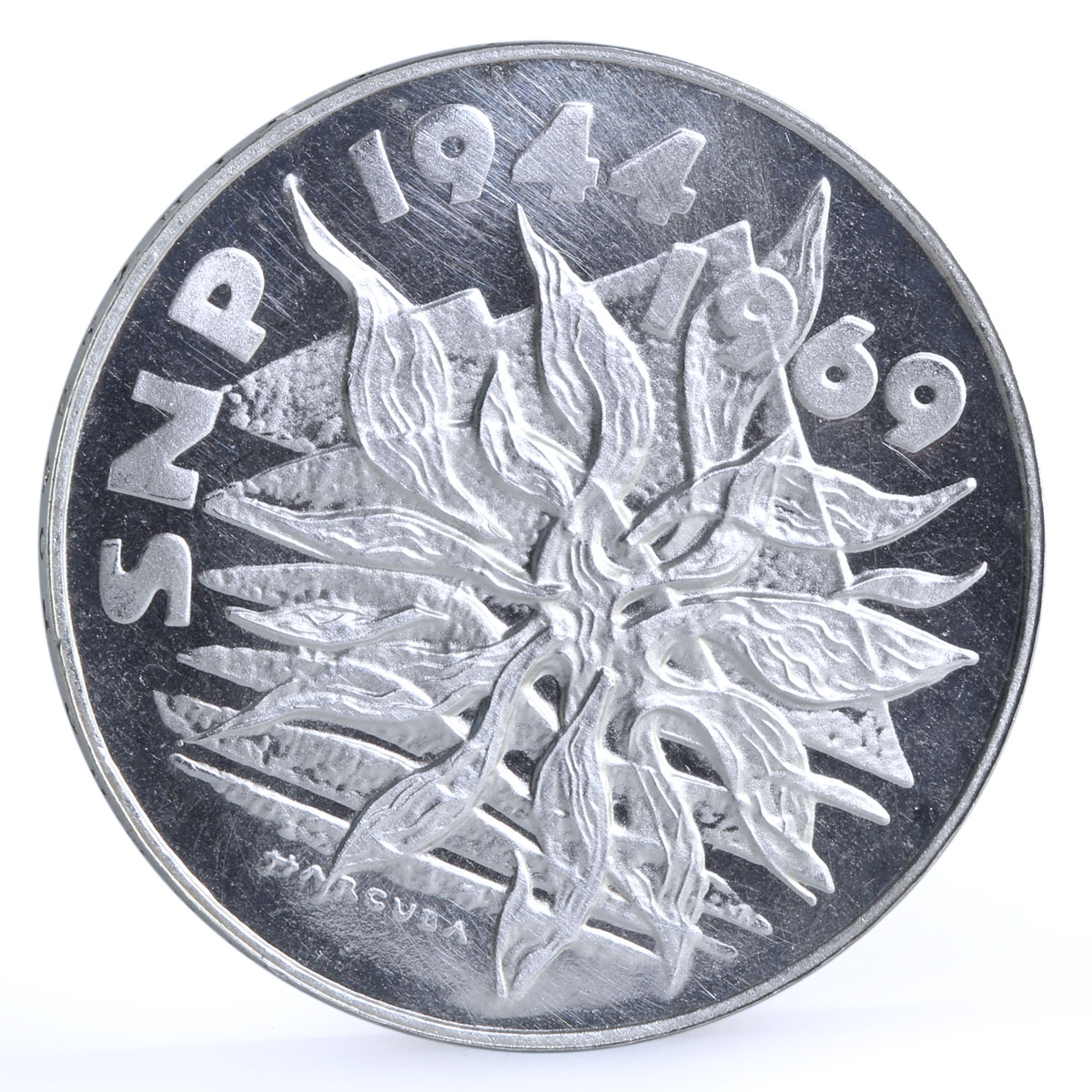 Czechoslovakia 25 korun 25th Anniversary of Slovak Uprising silver coin 1969