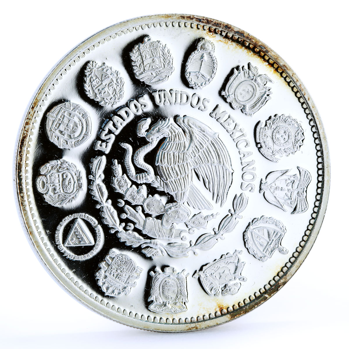Mexico 100 pesos Ibero America Encounter of Two Worlds Ships silver coin 1991