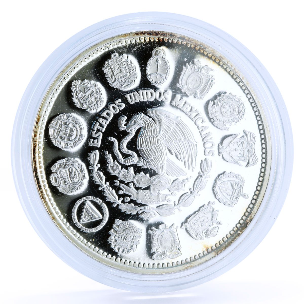 Mexico 100 pesos Ibero America Encounter of Two Worlds Ships silver coin 1991