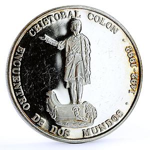 Venezuela 1100 bolivares Columbus Cristobal Colon Statue proof silver coin 1992