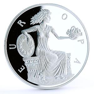 Andorra 10 diners Greek Princess Statue Euro Mythology proof silver coin 1998