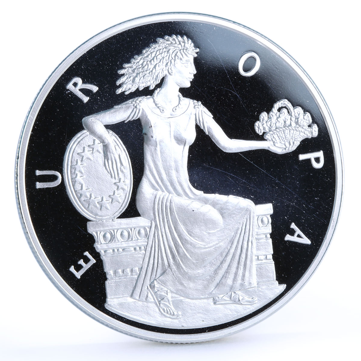 Andorra 10 diners Greek Princess Statue Euro Mythology proof silver coin 1998