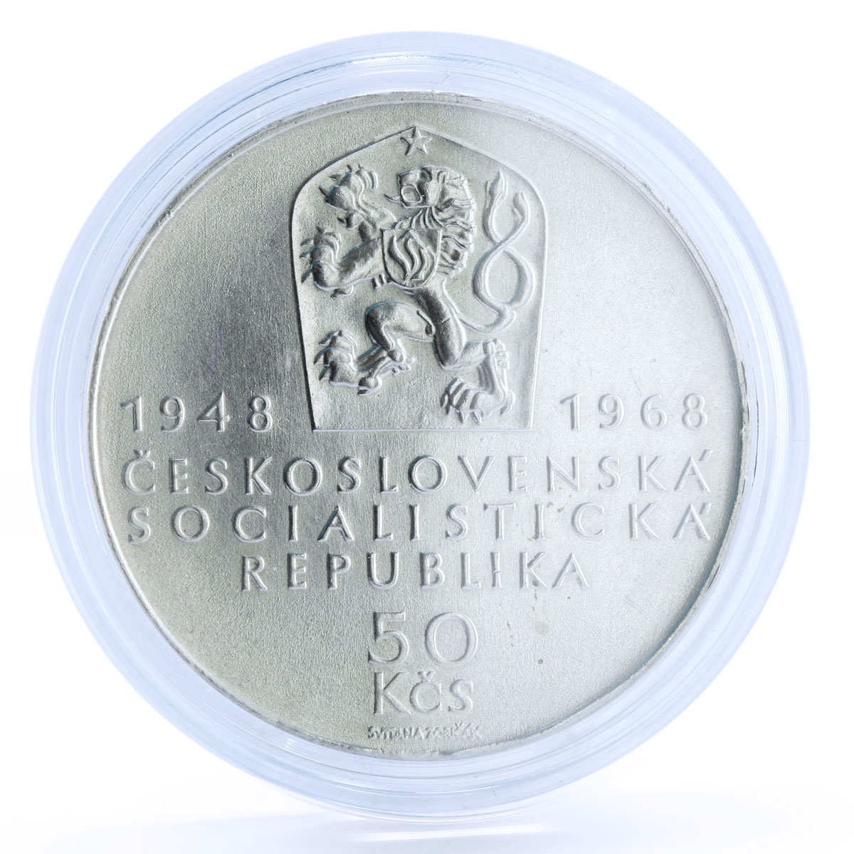 Czechoslovakia 50 korun 50th Jubilee of Independence Freedom silver coin 1968