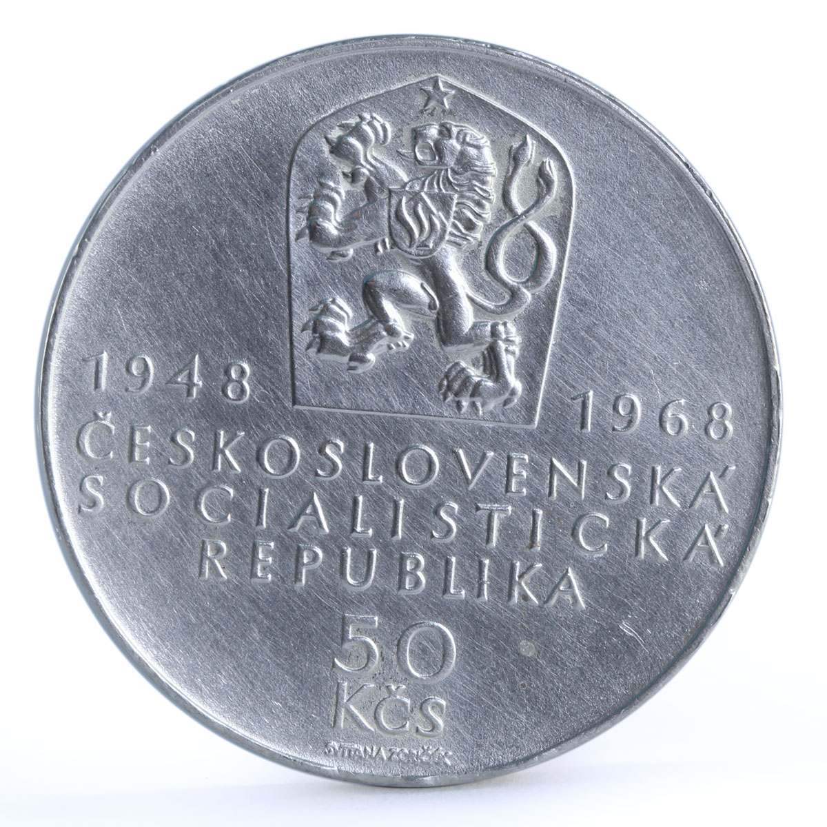 Czechoslovakia 50 korun 50th Jubilee of Independence Freedom silver coin 1968