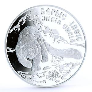 Kazakhstan 500 tenge Endangered Wildlife Snow Leopard Cat Fauna silver coin 2000