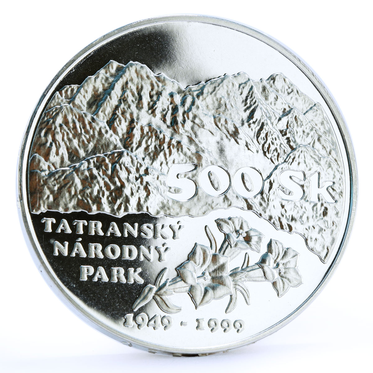 Slovakia 500 korun Tatras National Park Animals Fauna silver coin 1999