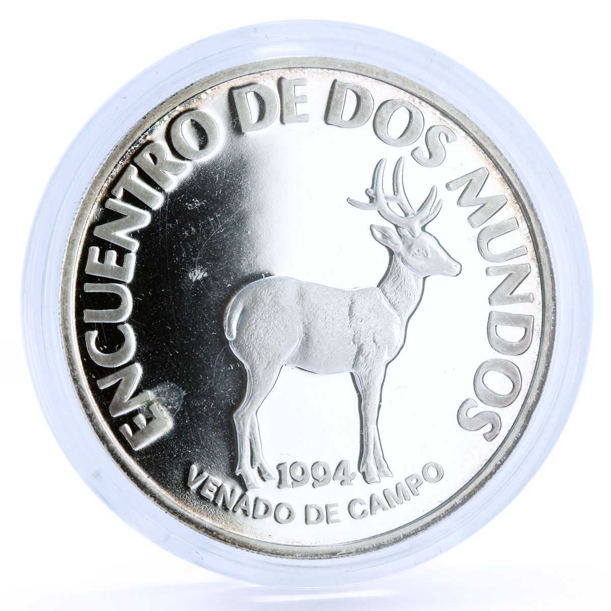 Uruguay 200 pesos Ibero America Pampas Deer Fauna Animals proof silver coin 1994