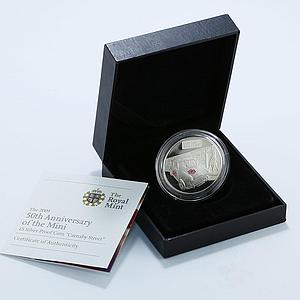Alderney 5 pounds 50th Anniversary of Mini Carnaby Street Auto silver coin 2009