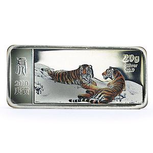 Liberia 5 dollars Lunar Calendar series Year of the Tiger silver coin 2010