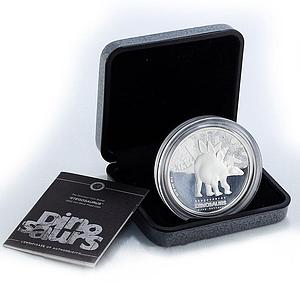 Tuvalu 5 dollars Prehistoric Animals Stegosaurus Dinosaur Fauna silver coin 2002