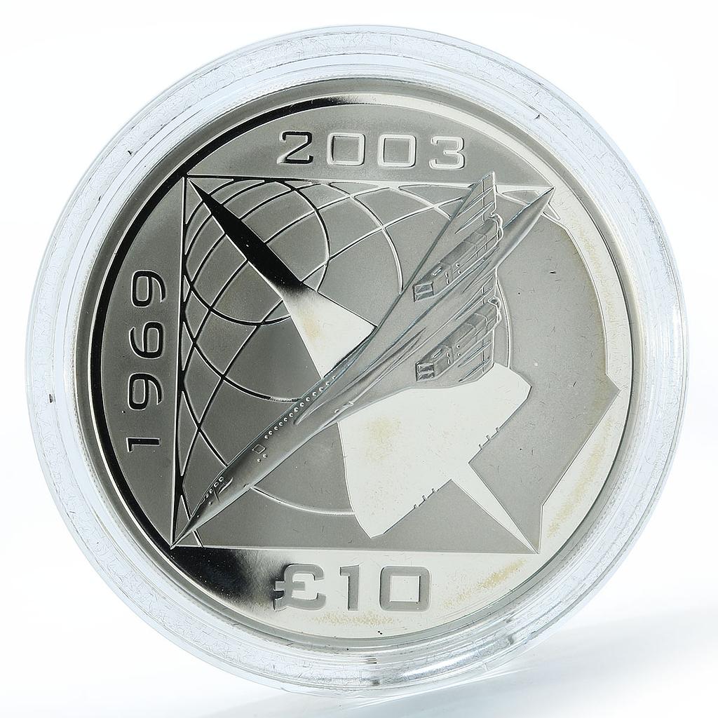 Alderney,10 Pound, CONCORDE 5th Anniversary, 5oz Silver, Proof, Royal Mint, 2008