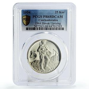 Czechoslovakia 25 korun 10 Years of Slovak Uprising PR68 PCGS silver coin 1954